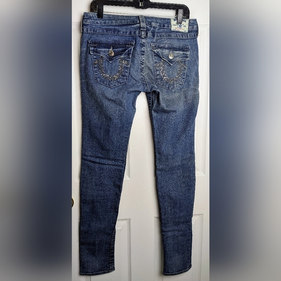 True Religion Indigo Skinny Jeans, Embellished Pockets, Sz. 29 - Picture 2 of 9